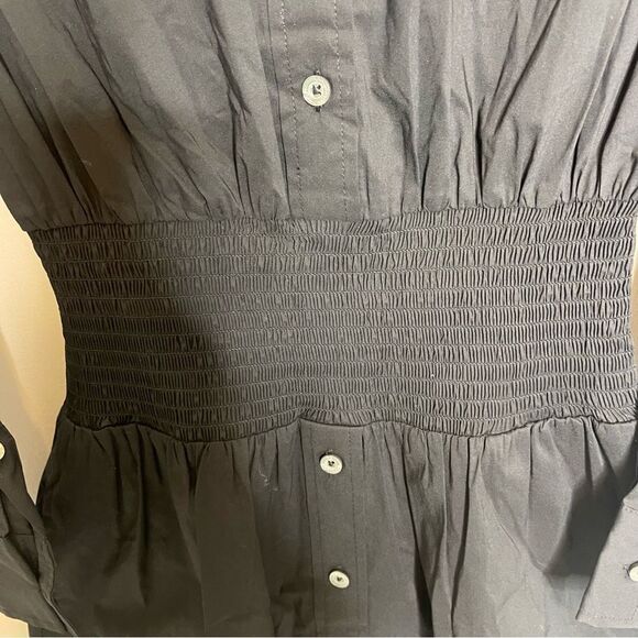 black $250 Thakoon Smocked Waist Maxi Dress With Ladder Trim In BLACK - Picture 8 of 10